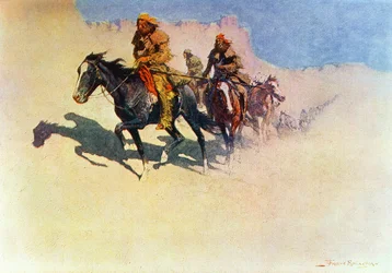 Jedediah Smith making his way across the desert from Green River to the Spanish settlements at San Diego, from 